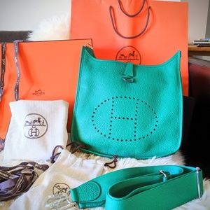 ❌SOLD❌HERMES EVELYNE III PM VERT CROSSBODY BAG